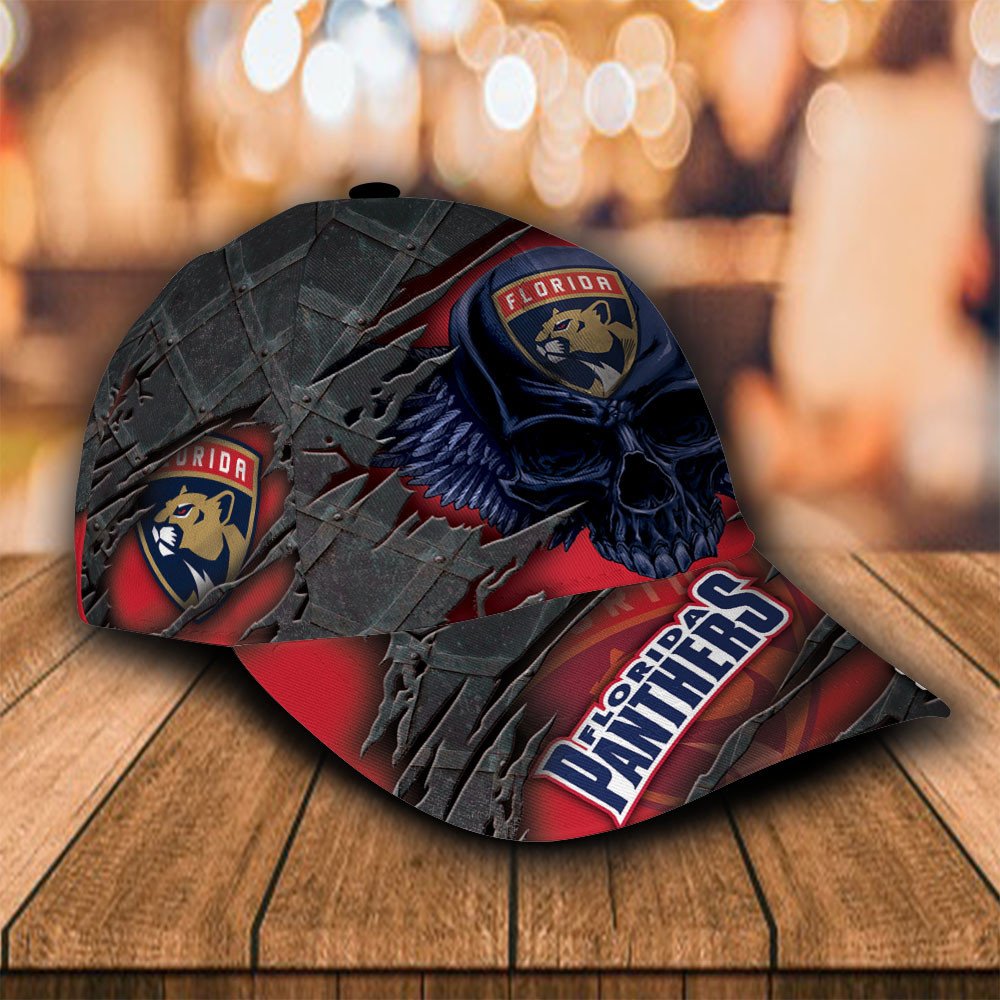 NHL Florida Panthers Wings Skull Custom Name Classic Cap