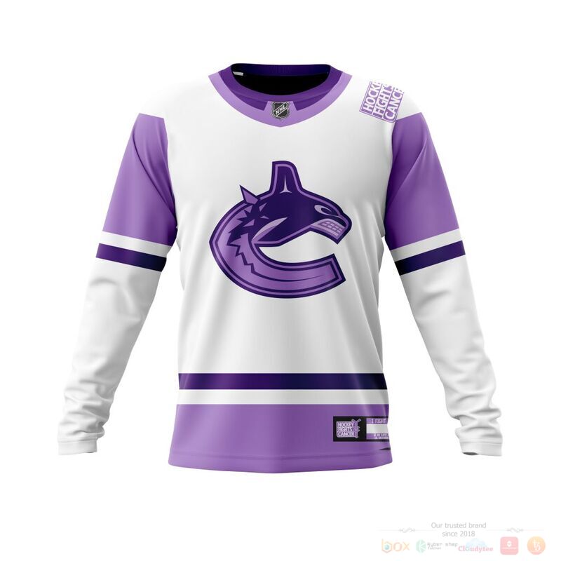 NHL Vancouver Canucks Custom Name Number Hockey Fight Cancer Jersey Sweatshirt NHL Vancouver Canucks Custom Name Number Hockey Fight Cancer Jersey Sweatshirt