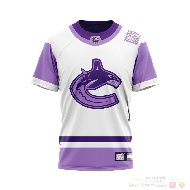 NHL Vancouver Canucks Custom Name Number Hockey Fight Cancer Jersey T-Shirt NHL Vancouver Canucks Custom Name Number Hockey Fight Cancer Jersey T-Shirt