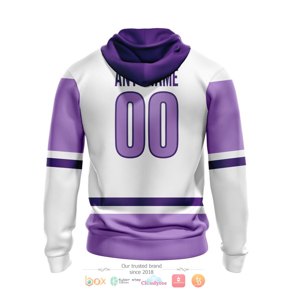 NHL Carolina Hurricanes Custom Name Number Hockey Fight Cancer Jersey Zip Up Hoodie