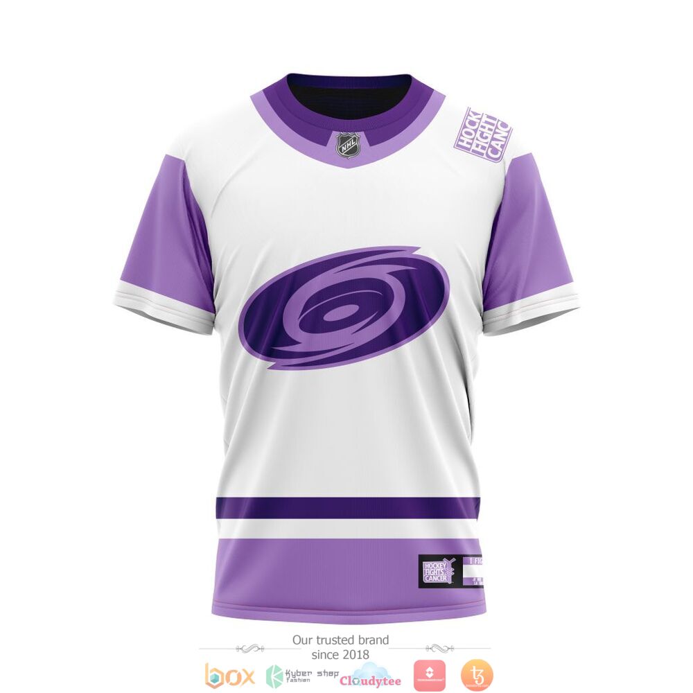 NHL Carolina Hurricanes Custom Name Number Hockey Fight Cancer Jersey T-Shirt