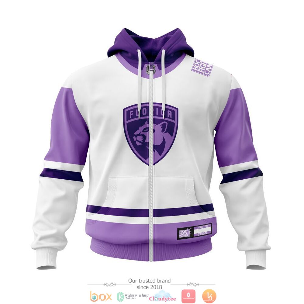 NHL Florida Panthers Custom Name Number Hockey Fight Cancer Jersey Zip Up Hoodie NHL Florida Panthers Custom Name Number Hockey Fight Cancer Jersey Zip Up Hoodie