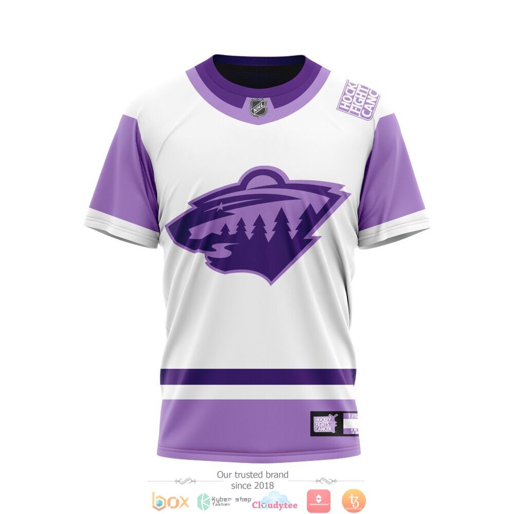 NHL Minnesota Wild Custom Name Number Hockey Fight Cancer Jersey T-Shirt NHL Minnesota Wild Custom Name Number Hockey Fight Cancer Jersey T-Shirt