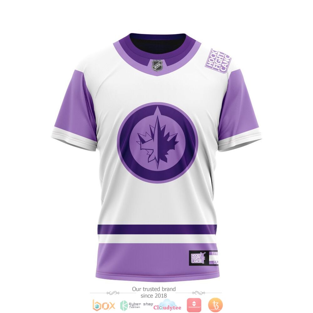 NHL Winnipeg Jets Custom Name Number Hockey Fight Cancer Jersey T-Shirt NHL Winnipeg Jets Custom Name Number Hockey Fight Cancer Jersey T-Shirt