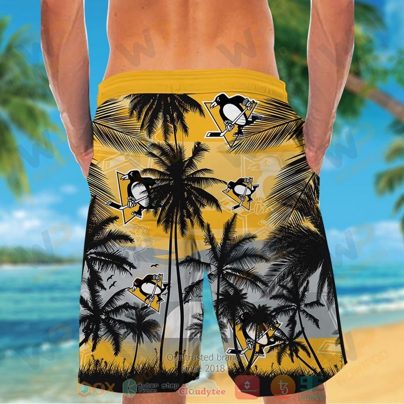 NHL Pittsburgh Penguins Coconut Tree Men Beach Shorts