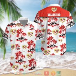 Rayo Vallecano Coconut Tree White Red Hawaiian Shirt