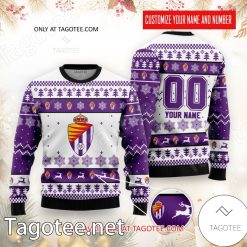 Real Valladolid Custom Name Number Ugly Christmas Sweater
