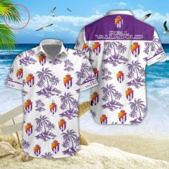 Real Valladolid Coconut Tree Purple White Hawaiian Shirt