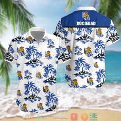 Real Sociedad White Blue Hawaiian Shirt
