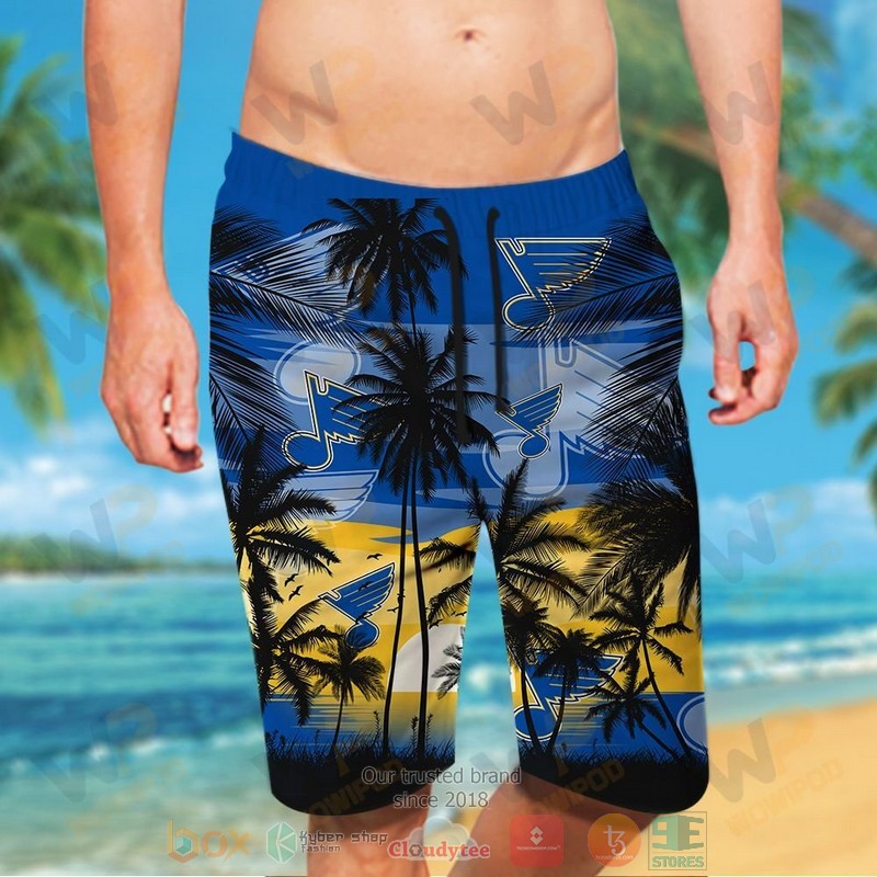 NHL St. Louis Blues Coconut Tree Men Beach Shorts
