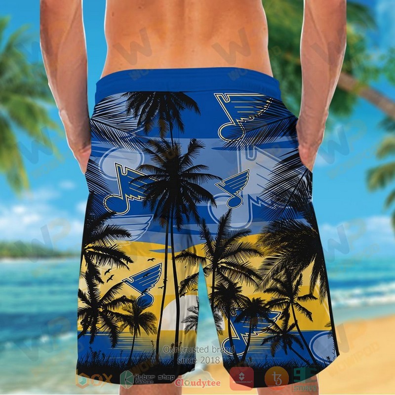 NHL St. Louis Blues Coconut Tree Men Beach Shorts