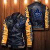 NHL Toronto Maple Leafs Black Yellow Leather Bomber Jacket