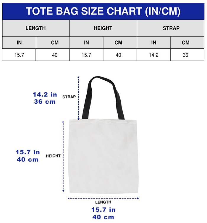 Tote bag size chart