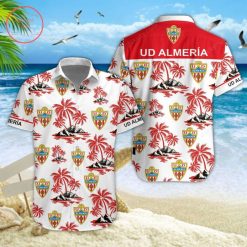 UD Almería Coconut Tree White Red Hawaiian Shirt