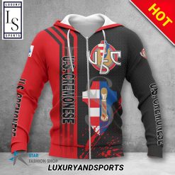 US Cremonese Black Red Zip Up Hoodie V1