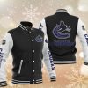 NHL Vancouver Canucks Black White Baseball Jacket