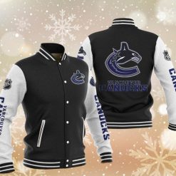NHL Vancouver Canucks Black White Baseball Jacket