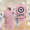 NHL Winnipeg Jets Pink White Baseball Jacket
