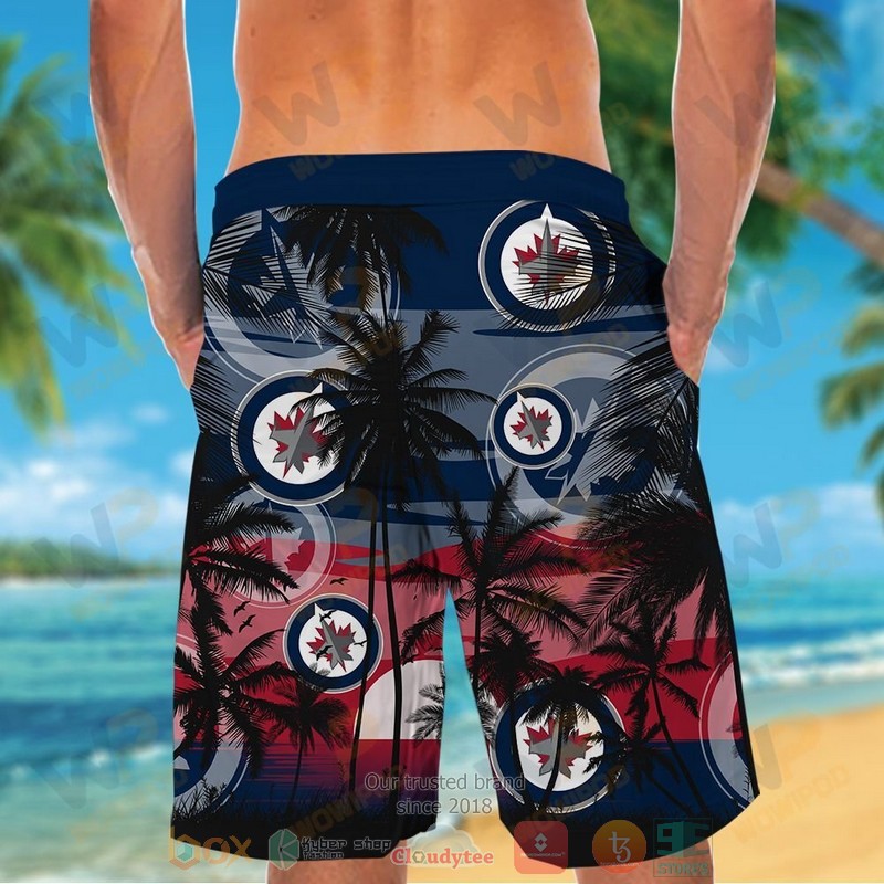 NHL Winnipeg Jets Coconut Tree Men Beach Shorts