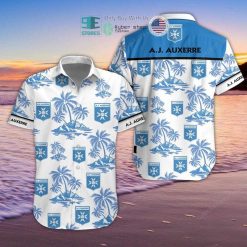 AJ Auxerre Coconut Tree Hawaiian Shirt
