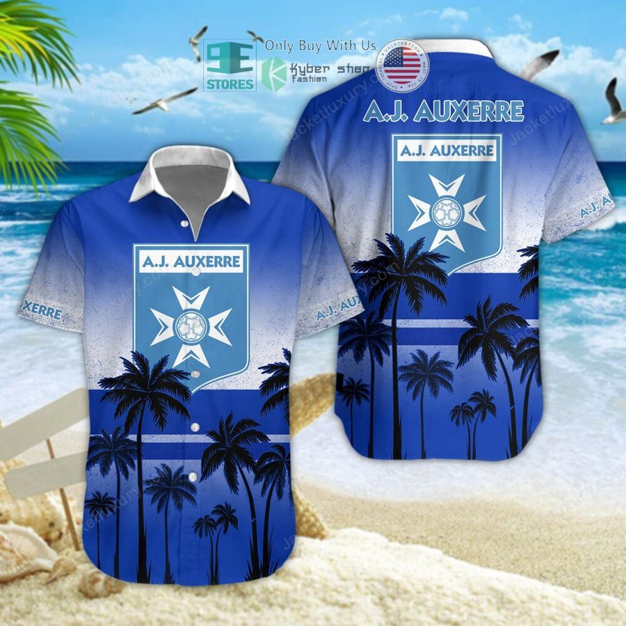 AJ Auxerre Palm Tree Hawaiian Shirt