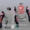 NBA Atlanta Hawks Gray Navy Blue Baseball Jacket