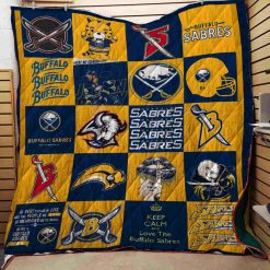 NHL Buffalo Sabres Blue Gold Keep Caml And Love Quilt Blanket