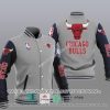 NBA Chicago Bulls Grey Black Baseball Jacket