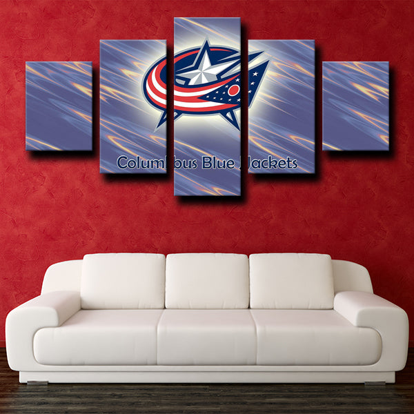 NHL Columbus Blue Jackets Logo Crest 5 Panel Canvas NHL Columbus Blue Jackets Logo Crest 5 Panel Canvas