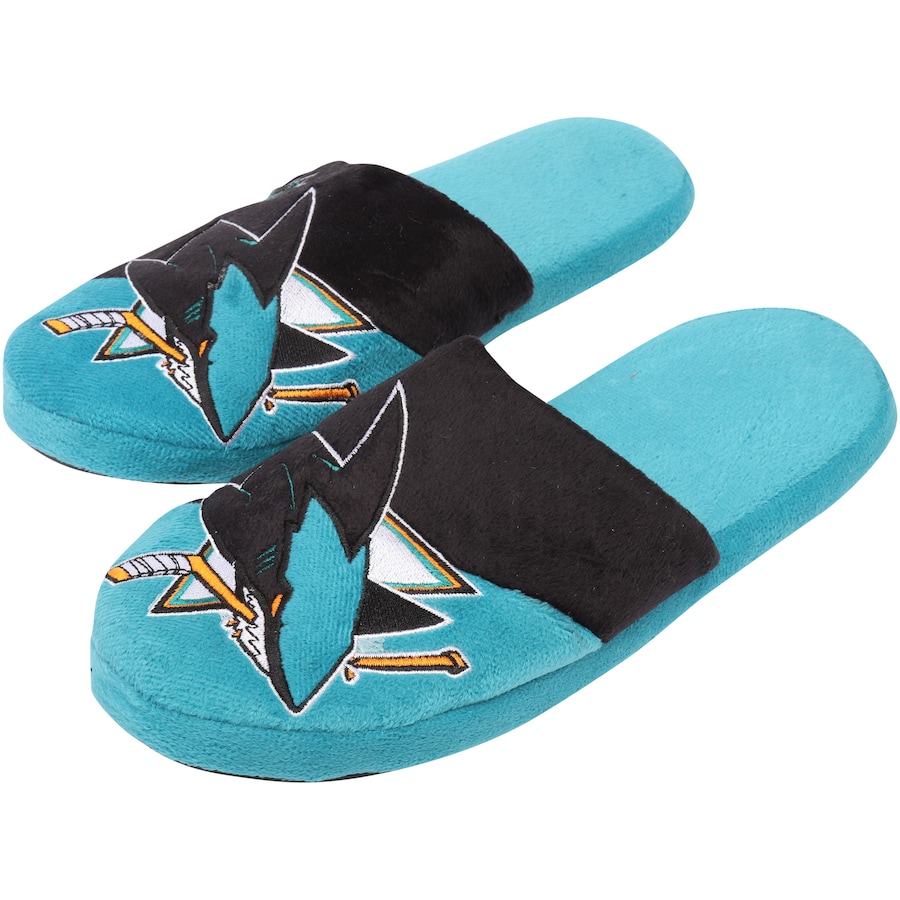 NHL San Jose Sharks Cyan Black In-House Slippers