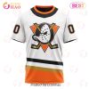 NHL Anaheim Ducks Custom Name Number White Orange Reverse Retro 2022 Jersey T-Shirt