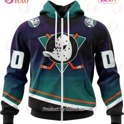 NHL Anaheim Ducks Custom Name Number Special Retro Gradient Jersey Zip Up Hoodie