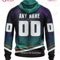 Alternative view of NHL Anaheim Ducks Custom Name Number Special Retro Gradient Jersey Zip Up Hoodie