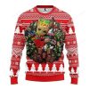 NHL Carolina Hurricanes Red White Baby Groot Ugly Christmas Sweater
