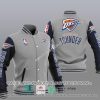 NBA Oklahoma City Thunder Grey Black Baseball Jacket
