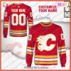 NHL Calgary Flames Custom Name Number Red Yellow 2022 Home Jersey Sweatshirt