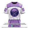 NHL Buffalo Sabres Custom Name Number Lavender Hockey Fight Cancer Jersey T-Shirt