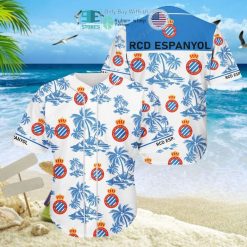 RCD Espanyol Coconut Tree White Blue Baseball Jersey