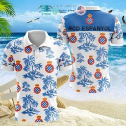 RCD Espanyol Coconut Tree White Blue Polo Shirt
