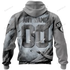 Alternative view of NBA Brooklyn Nets Custom Name Number Skull Jersey Zip Up Hoodie