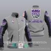 NBA Sacramento Kings Gray Black Baseball Jacket