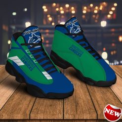 Alternative view of NHL Vancouver Canucks Custom Name Blue Green Air Jordan 13 Shoes