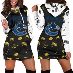 NHL Vancouver Canucks Black White Women Hoodie Dress