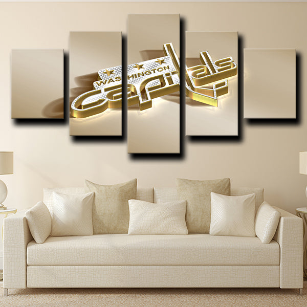 NHL Washington Capitals Logo Gold 5 Panel Canvas