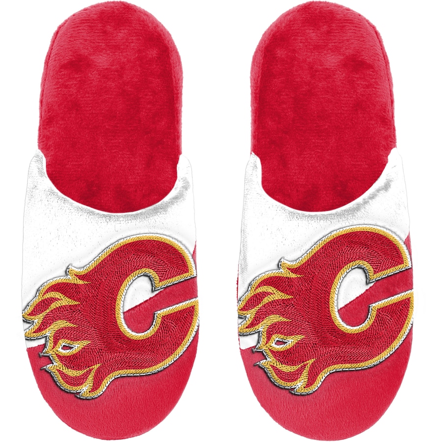 NHL Calgary Flames Red White In-House Slippers NHL Calgary Flames Red White In-House Slippers