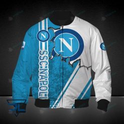 SSC Napoli White Blue Scratch Bomber Jacket