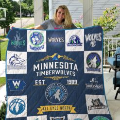 NBA Minnesota Timberwolves Blue White EST 1989 Quilt Blanket