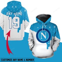 SSC Napoli Custom Name Number Blue White Pullover Hoodie