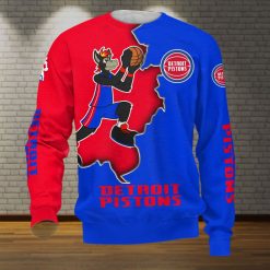 NBA Detroit Pistons Red Blue Mascot Scratch Sweatshirt