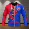 NBA Detroit Pistons Red Blue Mascot Scratch Zip Up Hoodie